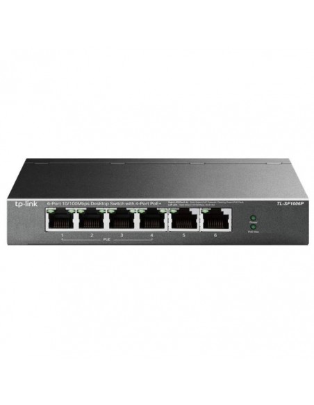 Switch TP-LINK 6 Ports 10/100 Mbps TL-SF1006P - Vue avant, mettant en avant les ports PoE pour une connectivité puissante. Switch TP-LINK 6 Ports 10/100 Mbps TL-SF1006P - Vue avant, mettant en avant les ports PoE pour une connectivité puissante.