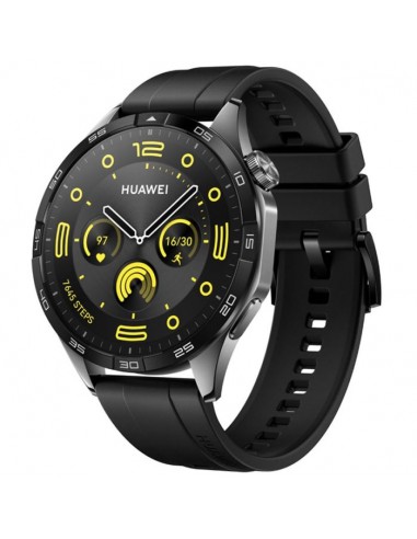 Vue rapprochée de la Montre Connectée HUAWEI Watch GT 4 46mm - Noir - Écran AMOLED, style moderne et connecté
