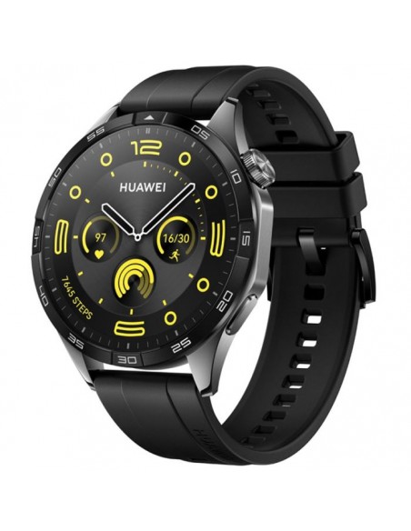 Vue rapprochée de la Montre Connectée HUAWEI Watch GT 4 46mm - Noir - Écran AMOLED, style moderne et connecté