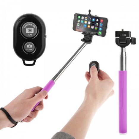 Perche selfie Bluetooth à Télécommande / Violet