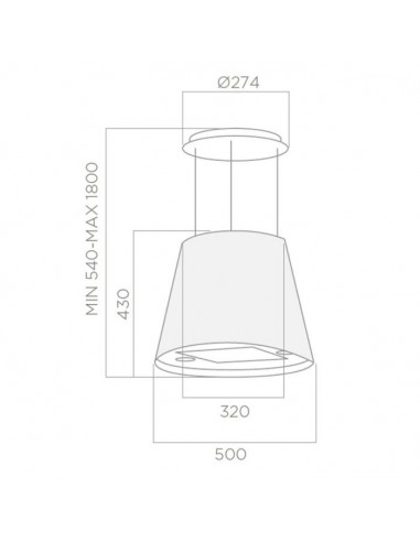 Hotte Centrale FOCUS LAGO-B 50 CM - NOIR