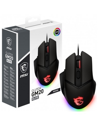 Souris Gaming MSI Clutch GM20 Elite RGB avec Poids Ajustable / Noir Souris Gaming MSI Clutch GM20 Elite RGB avec Poids Ajustable / Noir