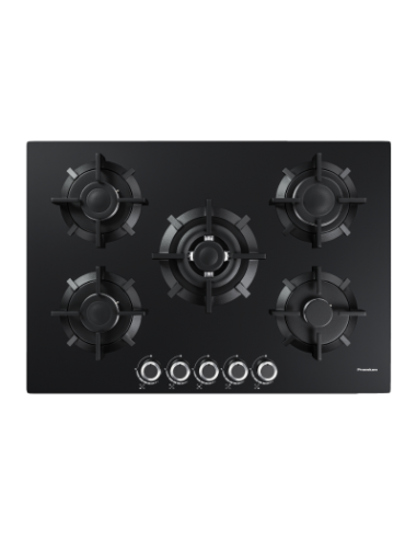 Plaque à gaz noir 5 feux 75 cm fonte avec sécurité PREMIUM
