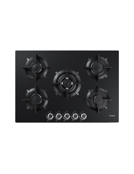Plaque à gaz noir 5 feux 75 cm fonte avec sécurité PREMIUM