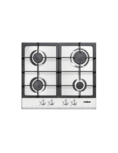 Plaque à gaz inox 4 feux 60 cm fonte avec sécurité PREMIUM