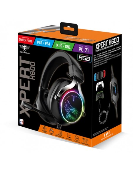 Micro Casque Filiare SPIRIT OF GAMER XPERT H600 RGB - Noir Micro Casque Filiare SPIRIT OF GAMER XPERT H600 RGB - Noir