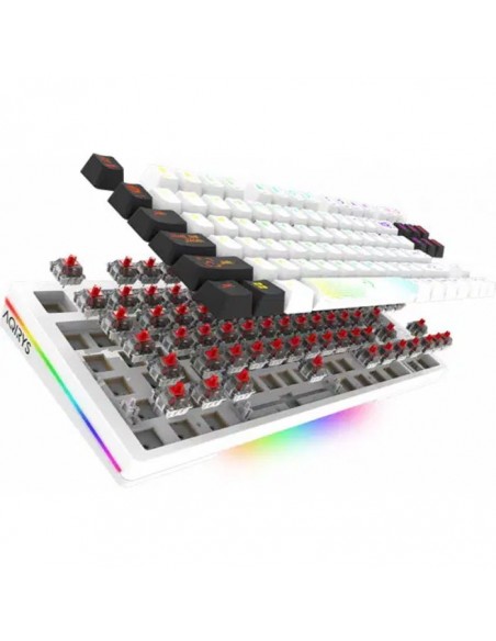 Clavier Gamer Mécanique AQIRYS ALUDRA TKL100% Anti-Ghosting RGB - Blanc Clavier Gamer Mécanique AQIRYS ALUDRA TKL100% Anti-Ghosting RGB - Blanc