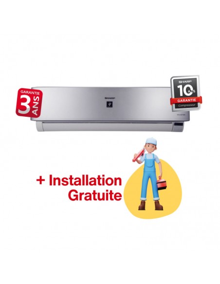 Climatiseur Sharp Split Inverter Tropicalisé 12000 BTU Chaud & Froid / Silver Climatiseur Sharp Split Inverter Tropicalisé 12000 BTU Chaud & Froid / Silver