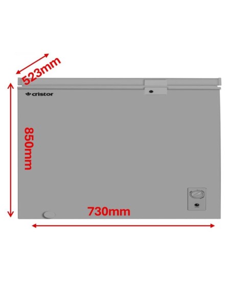 congélateur horizontal CRISTOR 200L intérieur éclairage LED pratique