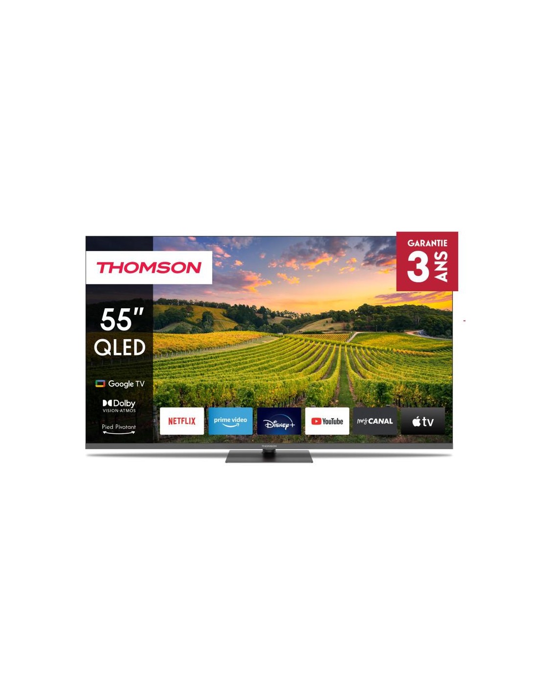 TV Thomson 55QG5C14 QLED Plus Google TV design frontal 4K