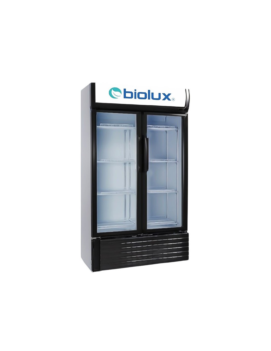 Réfrigérateur vitrine biolux noir double portes vitrées 450 litres