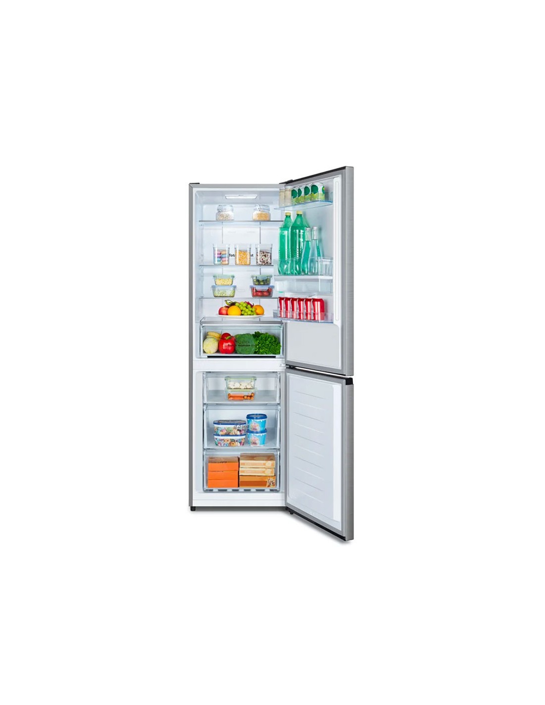 Réfrigérateur combiné HISENSE 300L inox avec congélateur bas pratique
