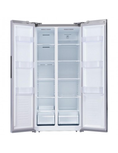 Frigo américain Inox Hyundai 549L porte ouverte LED intérieur Frigo américain Inox Hyundai 549L porte ouverte LED intérieur