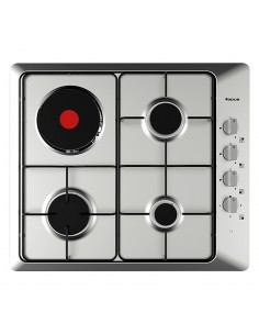 Plaque de Cuisson FOCUS 3 Feux GAZ+1F électrique 60 cm Inox (F.806X)