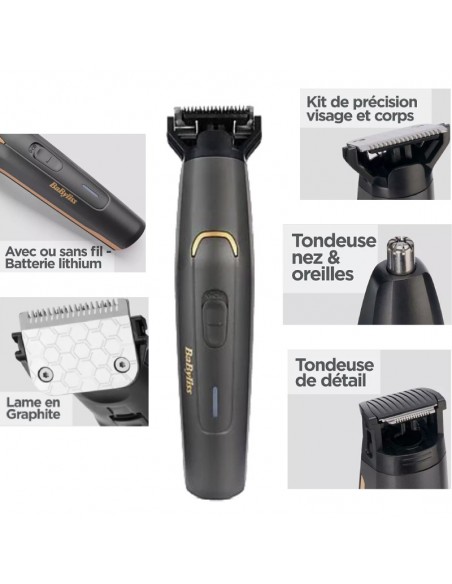 Babyliss Graphite Precision kit grooming barbe cheveux oreilles Babyliss Graphite Precision kit grooming barbe cheveux oreilles