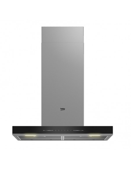 Hotte Cheminée BEKO BHCB66641BBHS vue frontale inox noir élégant