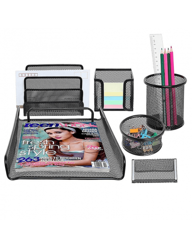 Ensemble de bureau en Métal 6 pièces / Noir ( 7881-N )