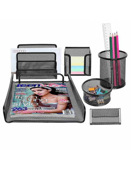 Ensemble de bureau en Métal 6 pièces / Noir ( 7881-N )