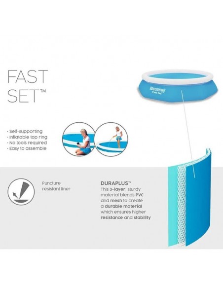 Piscine autoportante Bestway 244x61 eau claire été jardin Piscine autoportante Bestway 244x61 eau claire été jardin
