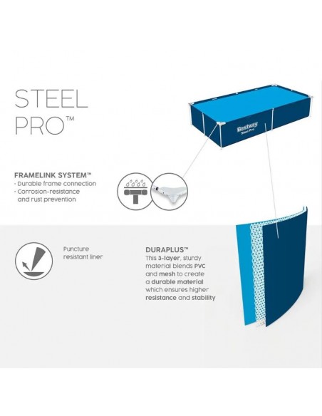 Piscine Bestway structure métallique Steel Pro résistante corrosion Piscine Bestway structure métallique Steel Pro résistante corrosion