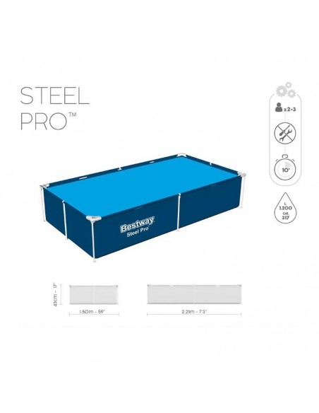 Piscine rectangulaire Bestway Steel Pro 56401 design compact extérieur Piscine rectangulaire Bestway Steel Pro 56401 design compact extérieur