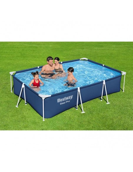 Piscine rectangulaire Bestway Steel Pro espace détente extérieur Piscine rectangulaire Bestway Steel Pro espace détente extérieur