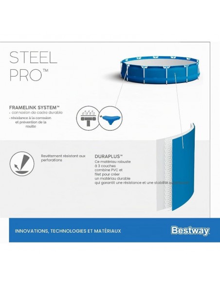 Piscine Bestway ronde 305 cm remplie d’eau bleu clair Piscine Bestway ronde 305 cm remplie d’eau bleu clair