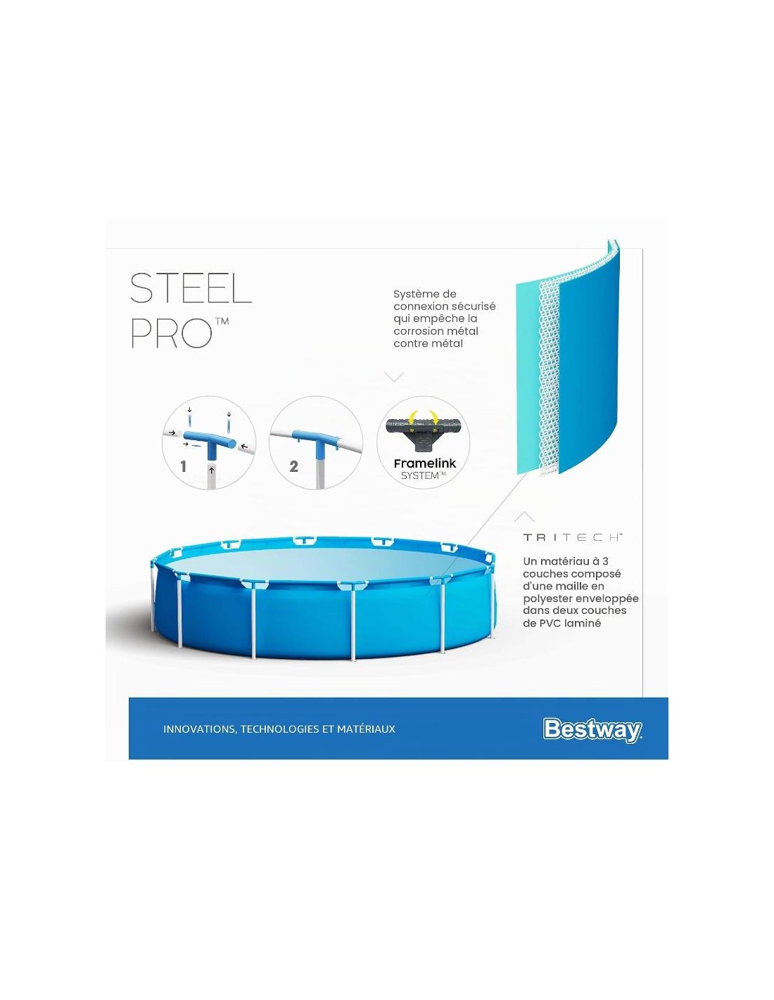Piscine Bestway Steel Pro 56679 ronde 305x76 cm avec pompe filtration