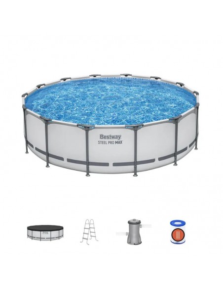 Piscine hors sol Bestway 4.27m Steel Pro MAX vue extérieure Piscine hors sol Bestway 4.27m Steel Pro MAX vue extérieure