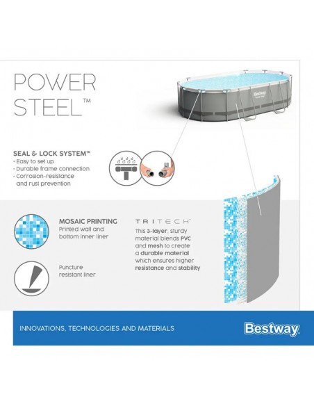Piscine Bestway Power Steel avec système filtration eau claire Piscine Bestway Power Steel avec système filtration eau claire
