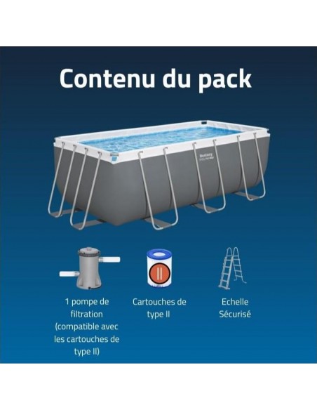 Piscine tubulaire Bestway rectangulaire 412x201x122 montée Piscine tubulaire Bestway rectangulaire 412x201x122 montée