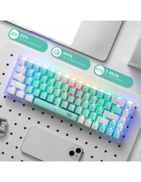 Clavier Gamer Mécanique Redragon Castor Pro K631 PRO-GW RGB Blanc(K631RGB-PRO-GW) Clavier Gamer Mécanique Redragon Castor Pro K631 PRO-GW RGB Blanc(K631RGB-PRO-GW)