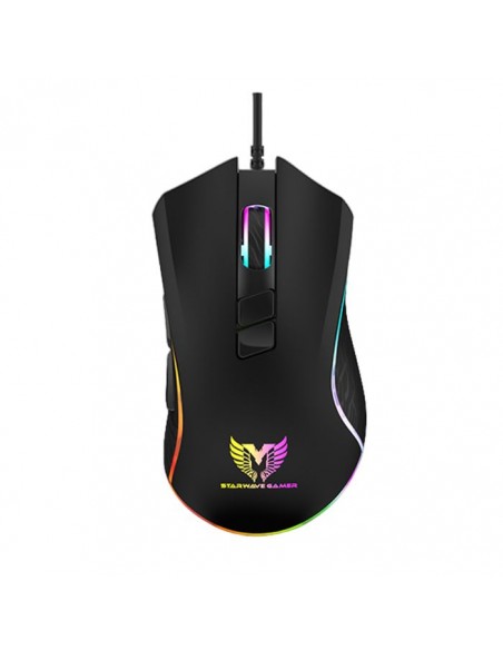 Souris Gamer Filaire STAR WAVE GM1096 Rétroéclairage RGB - Noir(GM1096 GAMING) Souris Gamer Filaire STAR WAVE GM1096 Rétroéclairage RGB - Noir(GM1096 GAMING)