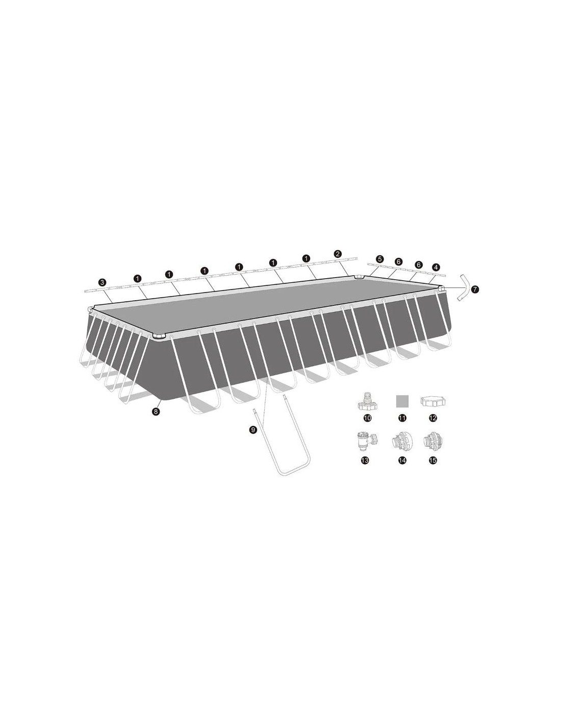 Piscine Bestway APX 365 561KJ rectangulaire installée dans un grand jardin
