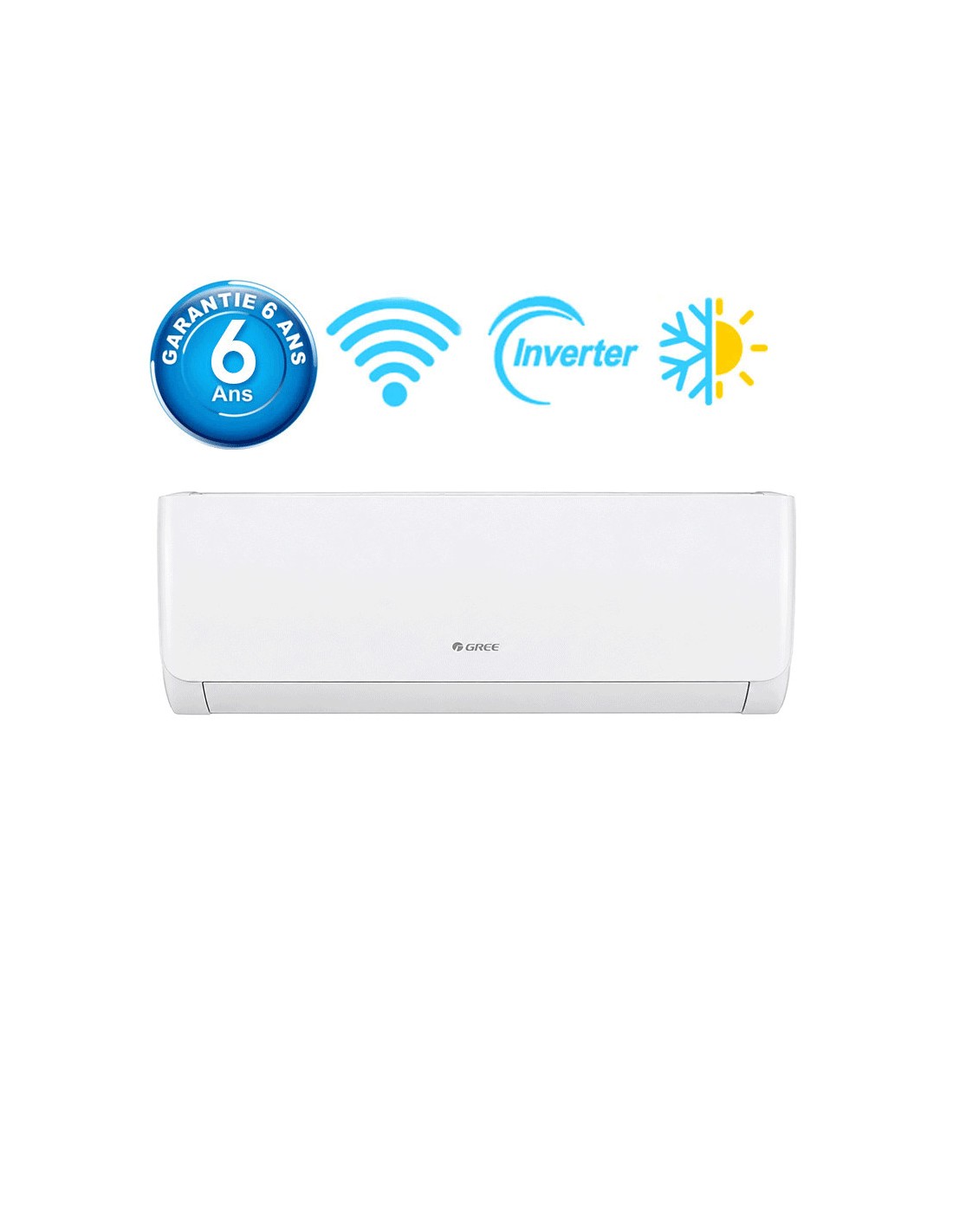 Climatiseur Gree 24000 BTU Smart Inverter Chaud Froid Blanc mural