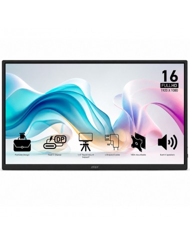 MSI PRO MP165 E6 écran portable Full HD vu de face MSI PRO MP165 E6 écran portable Full HD vu de face