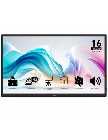 MSI PRO MP165 E6 écran portable Full HD vu de face MSI PRO MP165 E6 écran portable Full HD vu de face