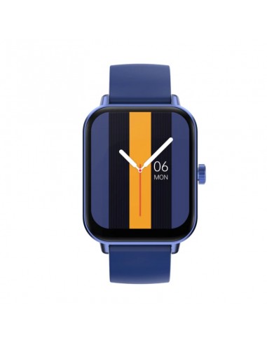 Montre connectée bleue Colmi affichant appels et notifications smartphone Montre connectée bleue Colmi affichant appels et notifications smartphone