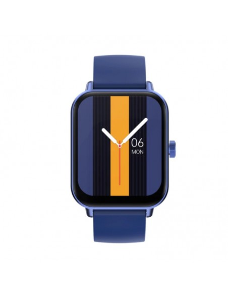 Montre connectée bleue Colmi affichant appels et notifications smartphone Montre connectée bleue Colmi affichant appels et notifications smartphone