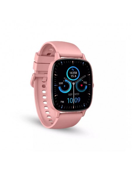 Montre connectée rose pour femme avec bracelet silicone interchangeable