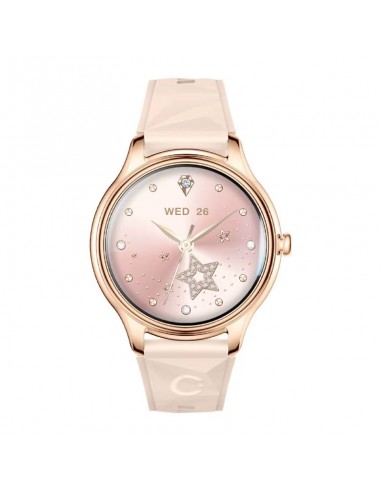 Colmi L28 Steel Gold affichant les appels Bluetooth au poignet