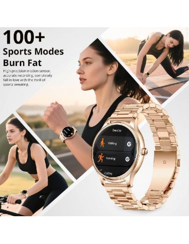Montre intelligente acier doré pour sport et suivi santé
