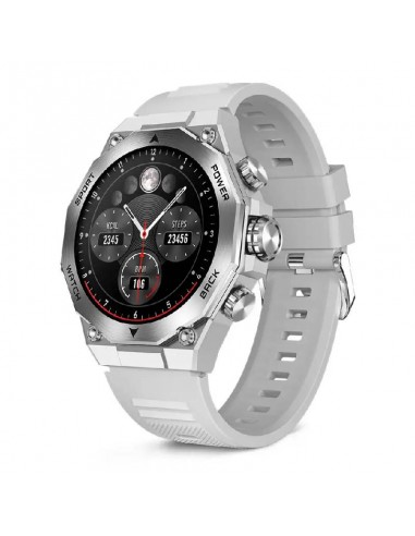 Montre connectée argentée avec bracelet silicone pour usage sportif Montre connectée argentée avec bracelet silicone pour usage sportif