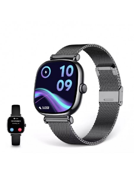 Ksix Iria Noir avec écran AMOLED carré et bracelet noir Ksix Iria Noir avec écran AMOLED carré et bracelet noir