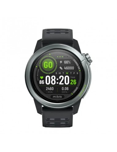 Smartwatch Mibro sport gris foncé portée pendant une course