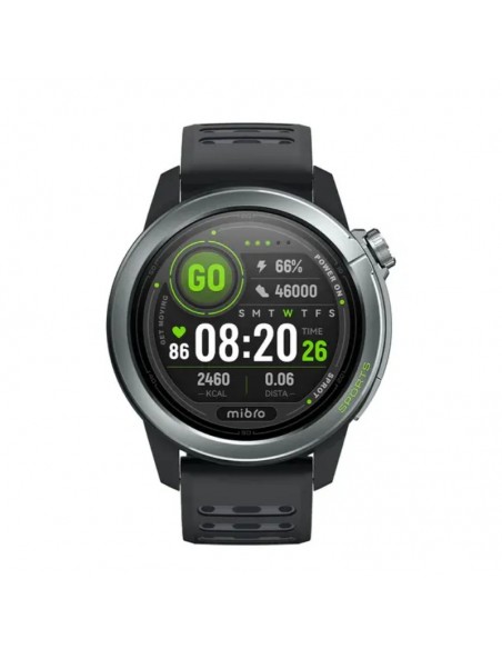 Smartwatch Mibro sport gris foncé portée pendant une course