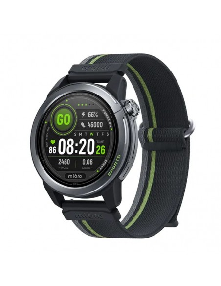 Mibro GS Active 2 Gris Foncé affichant les données running