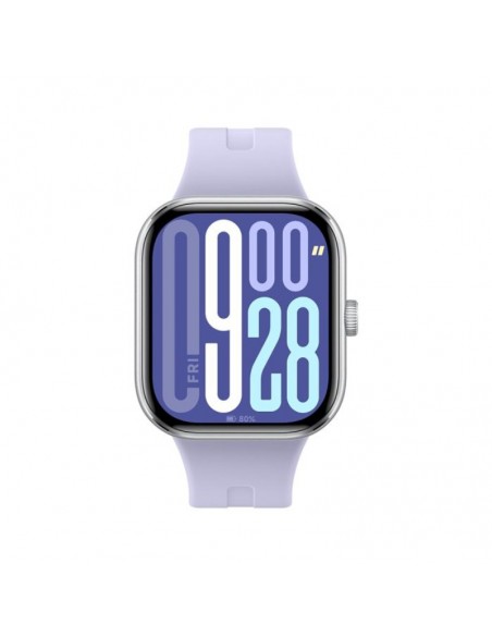 Montre connectée Xiaomi violette vue de face avec bracelet lavande Montre connectée Xiaomi violette vue de face avec bracelet lavande