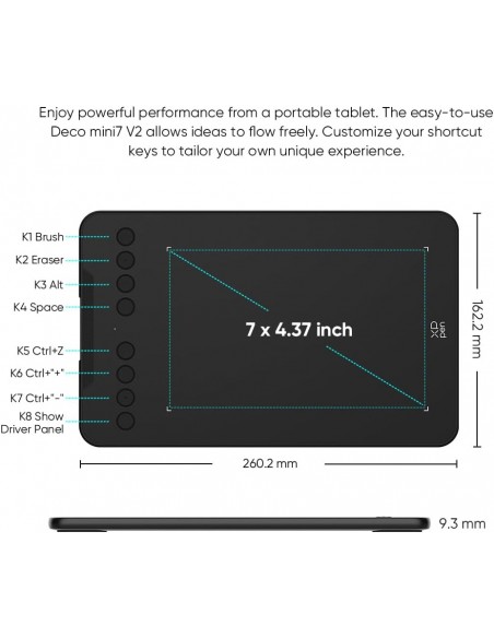 Tablette Graphique Xp-pen Deco mini7 V2 Noir(DECO-MINI7-V2) Tablette Graphique Xp-pen Deco mini7 V2 Noir(DECO-MINI7-V2)