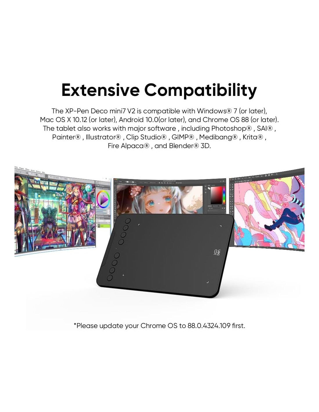 Fonctionnalités de la Tablette Graphique XP-PEN Deco mini7 V2 Noir